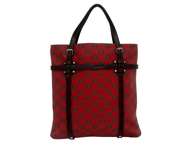 Loewe Anagram Logo Mini Tote Bag Braun Rot