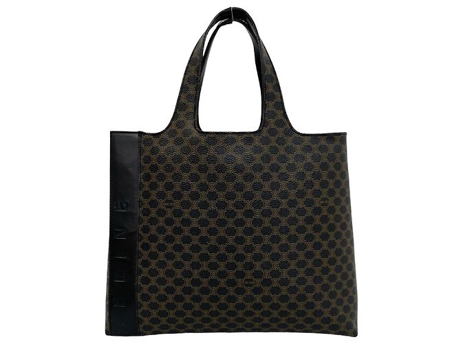 Céline Bolsa de mão Celine Macadam Blazon Triomphe em couro Marrom Preto
