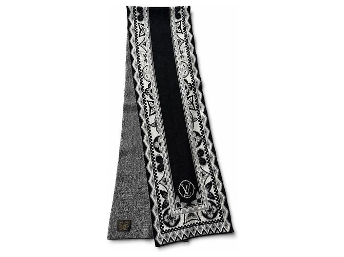 Sciarpa Louis Vuitton Monogram Nero e Bianco Grigio 