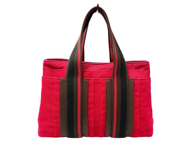 Hermès Sac à main Hermes Troca Horizontal PM Canvas Rose Rouge
