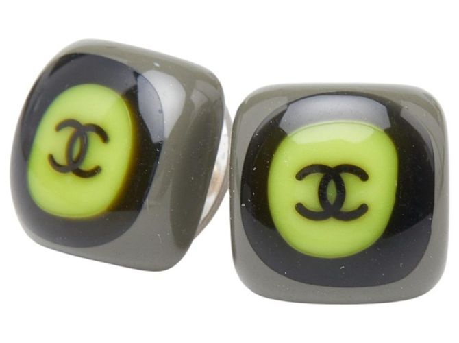 Pendientes cuadrados Chanel Coco Mark Multicolor Dorado