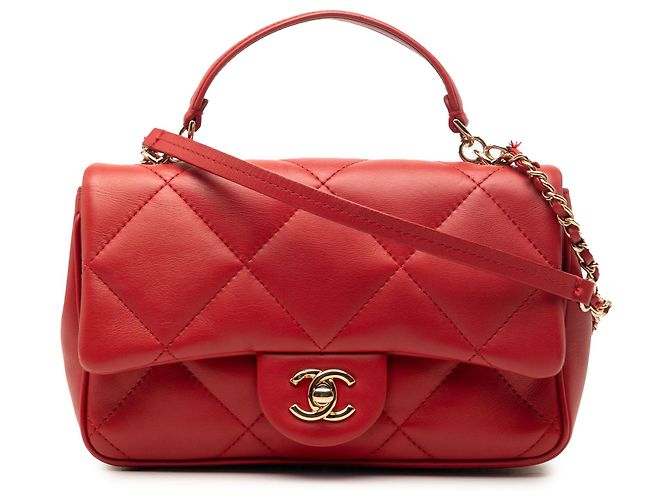 Chanel Red Small Lambskin Easy Carry Flap Rouge