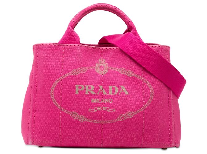 Bolsa Prada Pink Small Canvas Canapa Logo Rosa