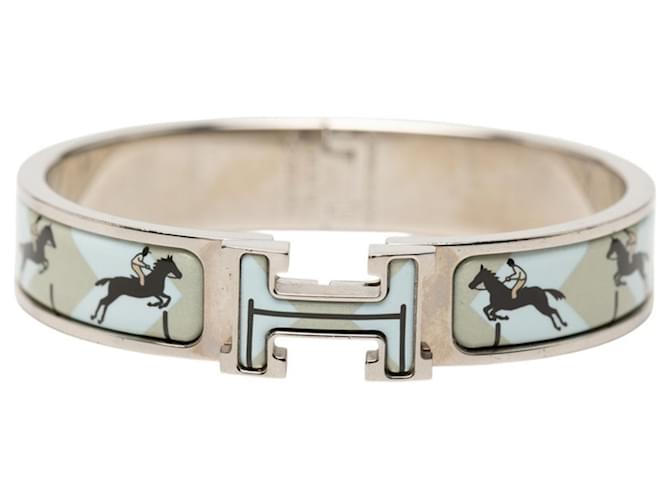 Bracciale Hermès Clic Clac PM H Argento Blu Beige 