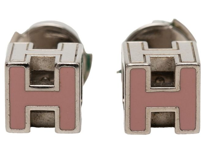 Orecchini Hermès Argentati Rosa Metallo Argento