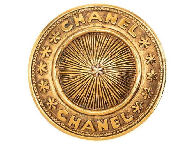 Spilla Chanel Vintage Round Logo D'oro