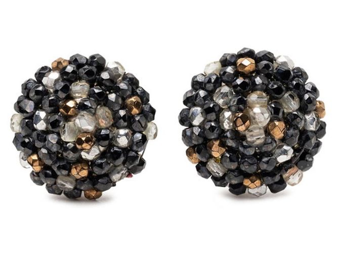 Orecchini a clip Chanel Vintage Nero Argento