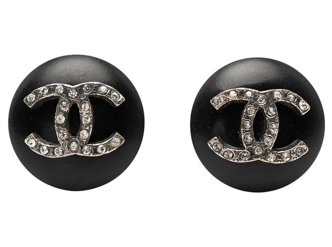 Orecchini a clip tondi Chanel Coco Mark Nero