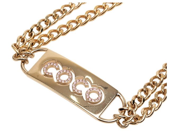 Cinto de corrente Chanel Coco Mark Dourado