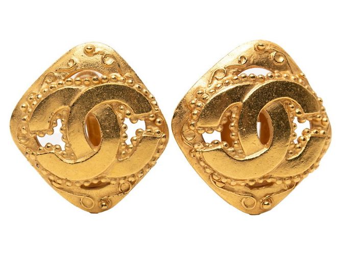 Timeless Pendientes de clip Chanel Vintage Coco Mark Logo Dorado