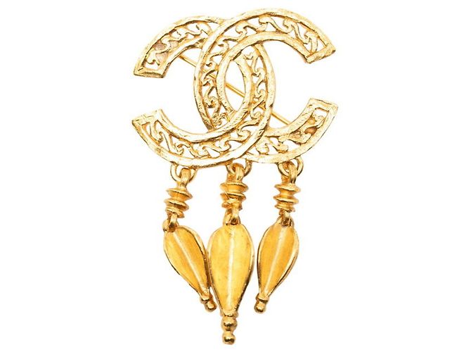 Spilla Chanel Coco Mark con frange e logo D'oro