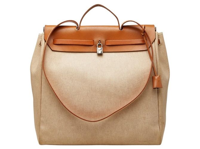 Hermès Bolso Tote Hermes Herbag MM Castaño Crudo