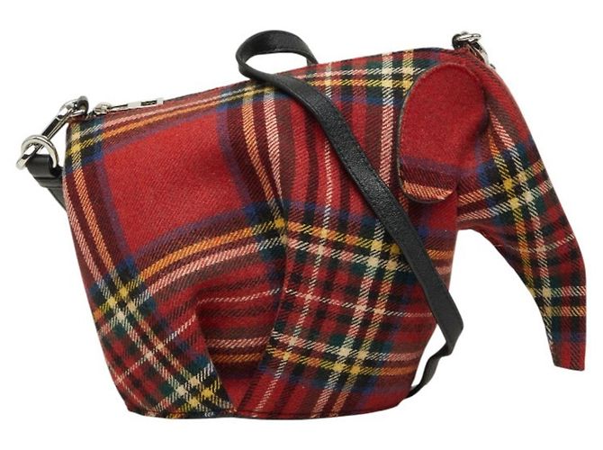 Borsa a tracolla Loewe Tartan Check Elephant Rosso Multicolore