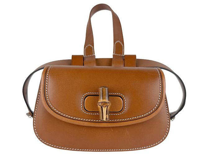 Bamboo Pochete Gucci em couro marrom