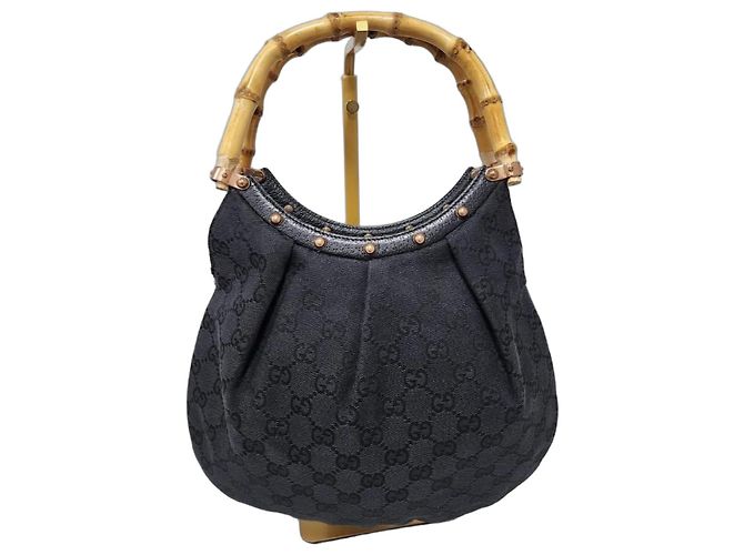 Gucci Borsa Hobo Bamboo Canvas Nera Nero