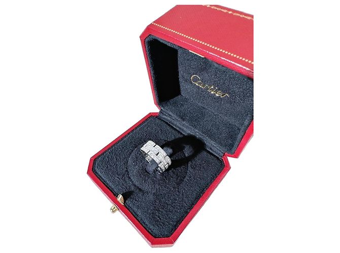 Anello Cartier Maillon Panthère in Oro Bianco e Diamanti Argento