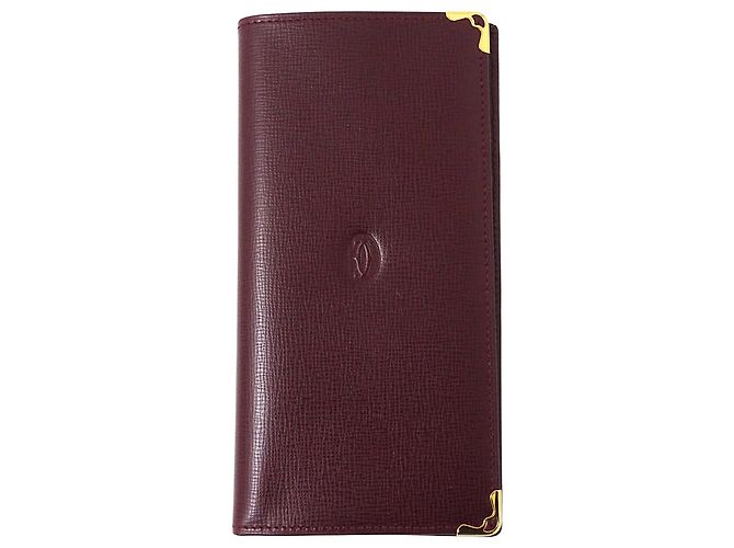 Cartier Men's Bi-Fold Leather Wallet Red Dark red