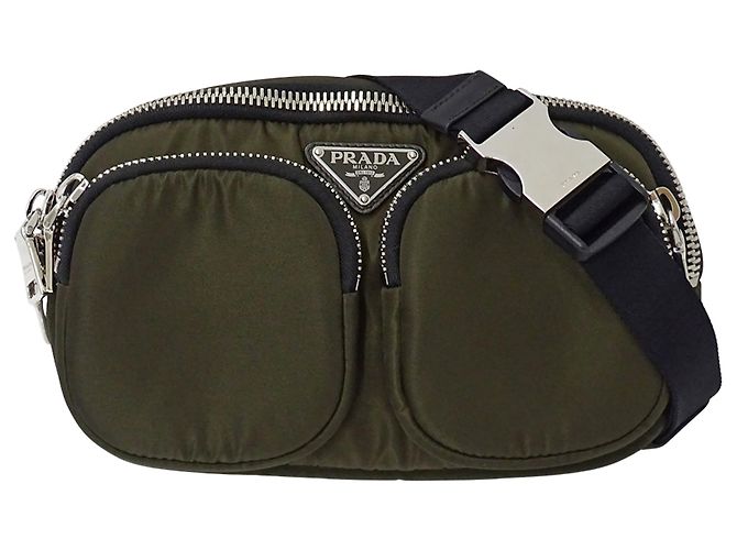 Bolsa de nylon cáqui Prada Caqui