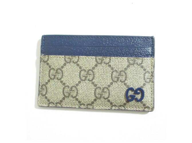 GUCCI GG Supreme Kartenetui Beige Marineblau