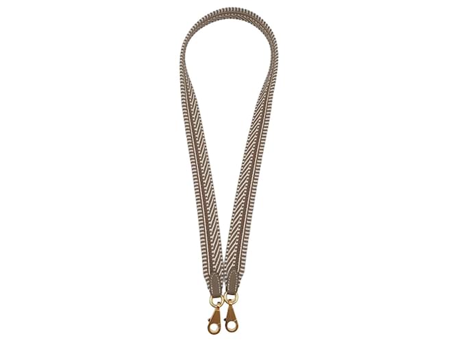 Hermès Cavale Leather and Webbing Shoulder Strap Gris Pâle Étoupe Brown White Light brown Dark brown 