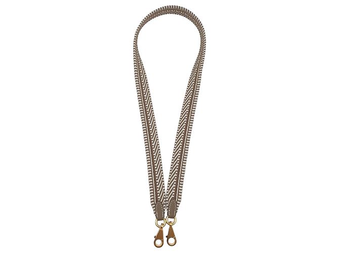 Hermès Tracolla Cavale in Pelle e Tessuto Gris Pâle Étoupe Marrone Bianco Marrone chiaro Marrone scuro