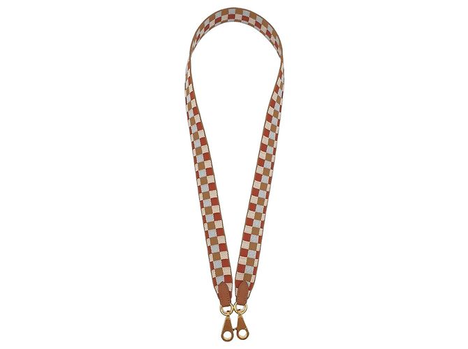 Hermès Alça Maxi Quadrille em couro de bezerro Swift Marrom Branco Azul claro