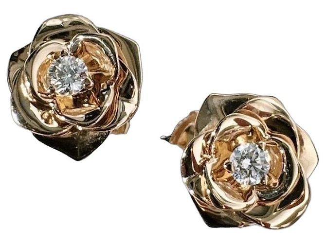 Orecchini a lobo Piaget Rose in oro rosa e diamanti D'oro