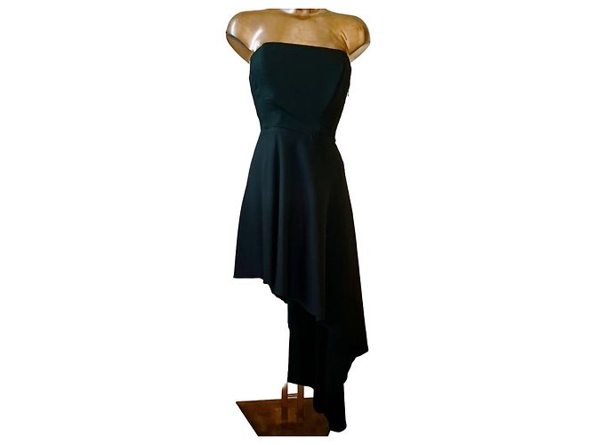 Mangano schwarzes asymmetrisches trägerloses Abendkleid