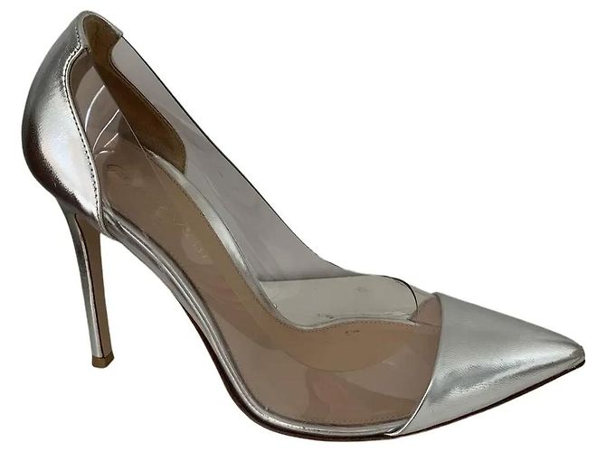 Gianvito Rossi Plexi Leder Pumps Silber