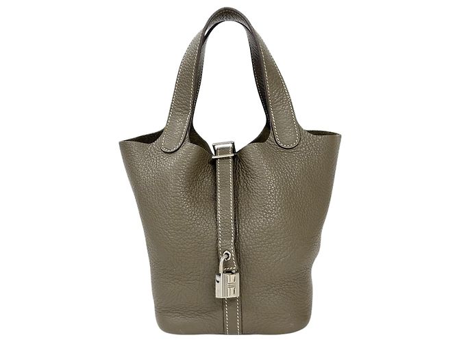 Hermès Bolsa Hermes Picotin Lock PM Marrom Taupe
