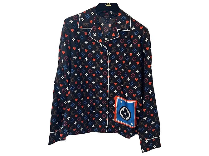 Camicia in seta Louis Vuitton Monogram Cœur Marrone Nero Rosa Bianco Rosso Blu