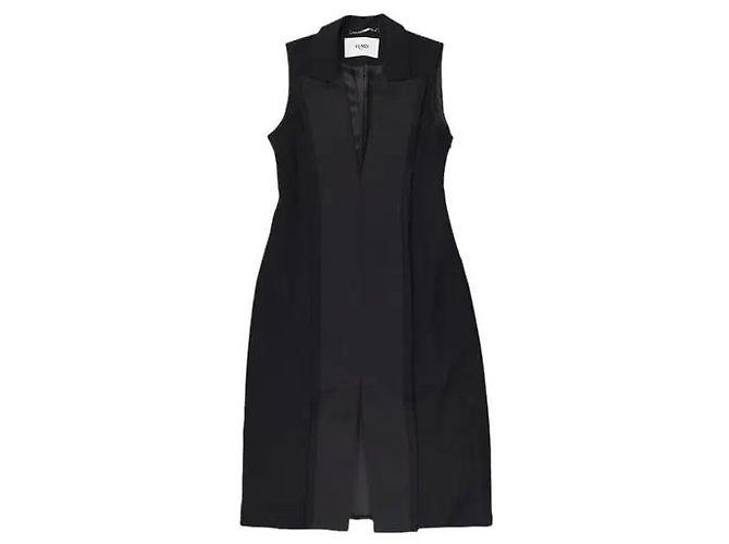 Fendi Tuxedo Midi-Kleid Schwarz