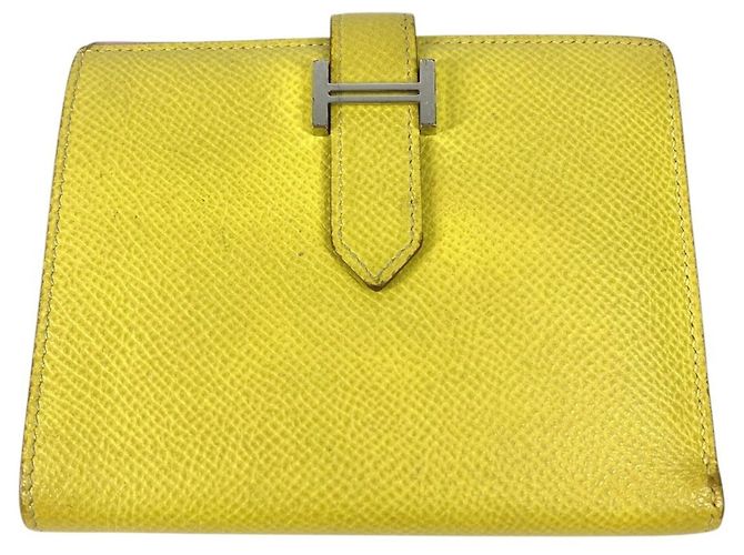 Hermès Hermes Bicolor Bearn Compact Verso H Logo Wallet Pink Yellow