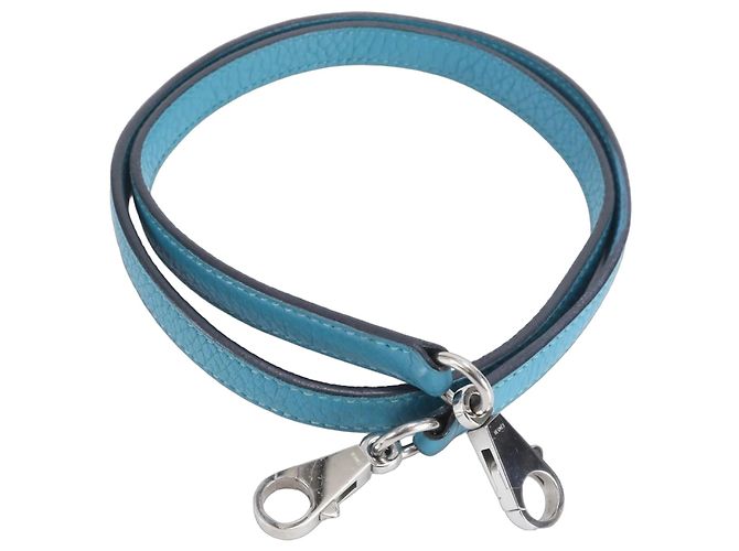 Hermès Alça de ombro em couro Blue Jean Hermes Azul claro