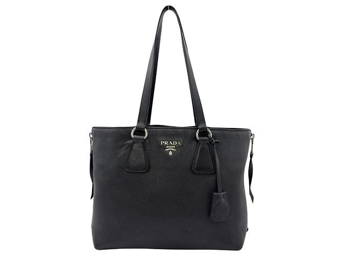 Borsa Tote in pelle nera da donna Prada Nero