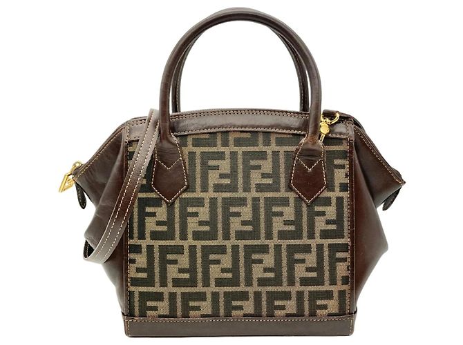 Bolsa Fendi Zucca marrom de couro e jacquard