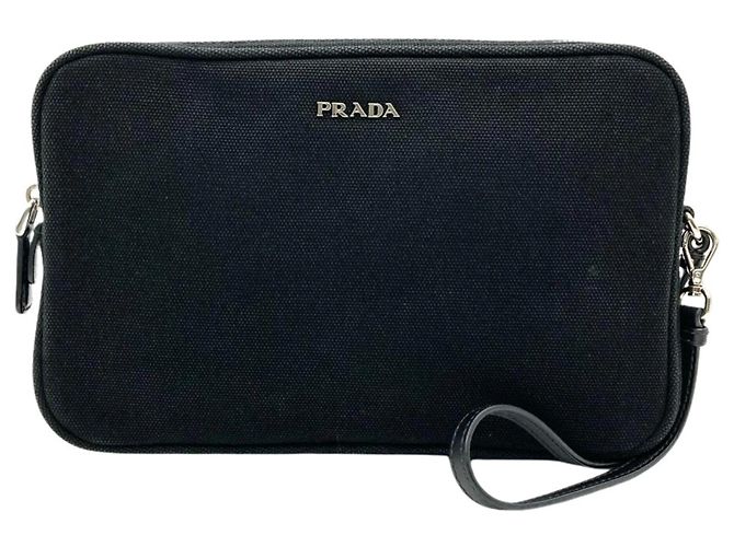 Prada Black Canvas Handbag/Pouch