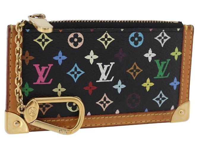 LOUIS VUITTON Monogram Multicolor Pochette Cles Purse Black M13664 Auth BA12619A