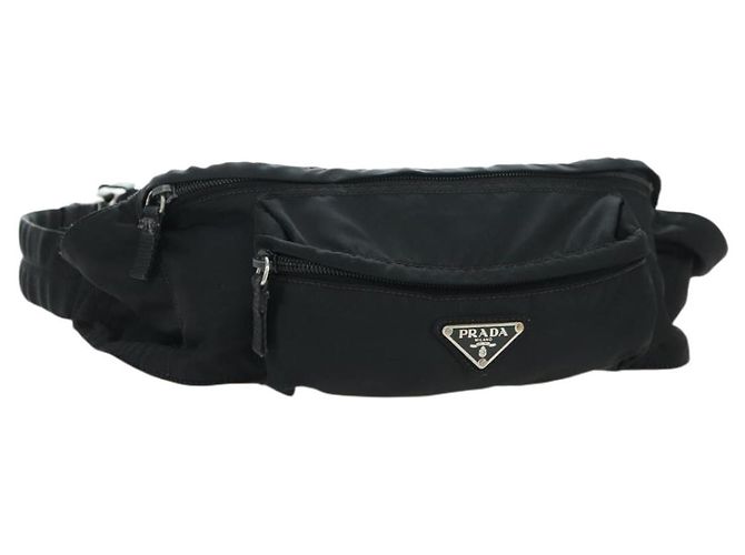 Borsa a tracolla PRADA Nylon Nero Argento Autentica 179145A