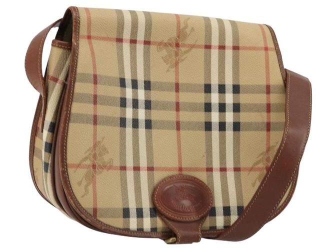Borsa a tracolla Burberrys Nova Check PVC Beige Oro Auth BA12570 D'oro