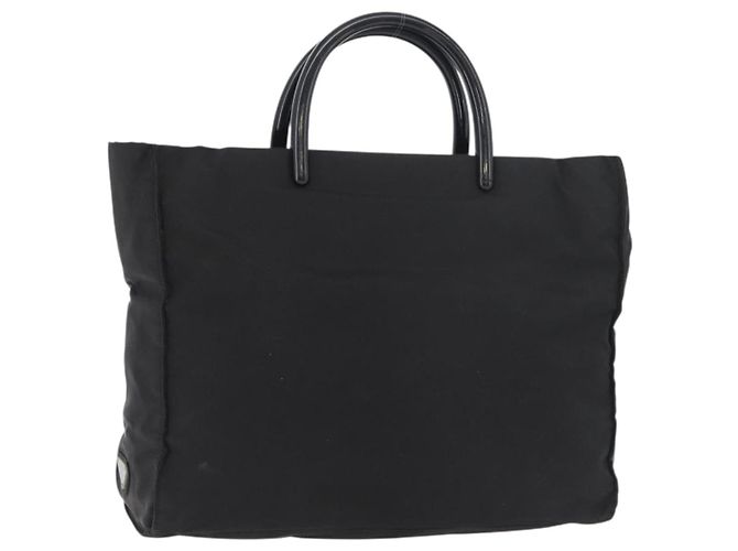 PRADA Handtasche aus Nylon Schwarz Silber Auth 180193