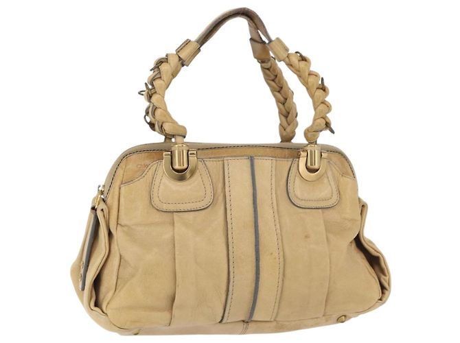 Chloé Sac à main Chloe en cuir beige or Auth 179981 Doré