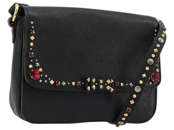 Borsa a Spalla Miu Miu in Pelle Nera e Oro Auth 179629A Nero D'oro