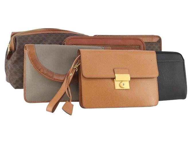 GIVENCHY Christian Dior, Celine, MCM Macadam Canvas Bag 6 Set Auth 177930 Marrom Preto