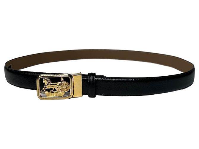 Céline Vintage Celine Ledergürtel Schwarz 107.5 cm