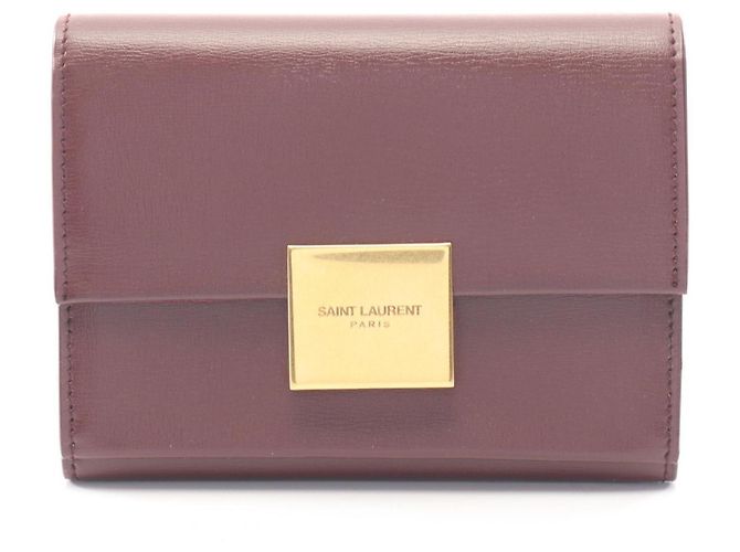 Yves Saint Laurent Bordeaux Leather Card Case