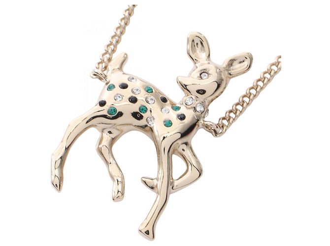 Chanel Year Gift 2025 Coco Mark Bambi Halskette Weiß Golden Grün