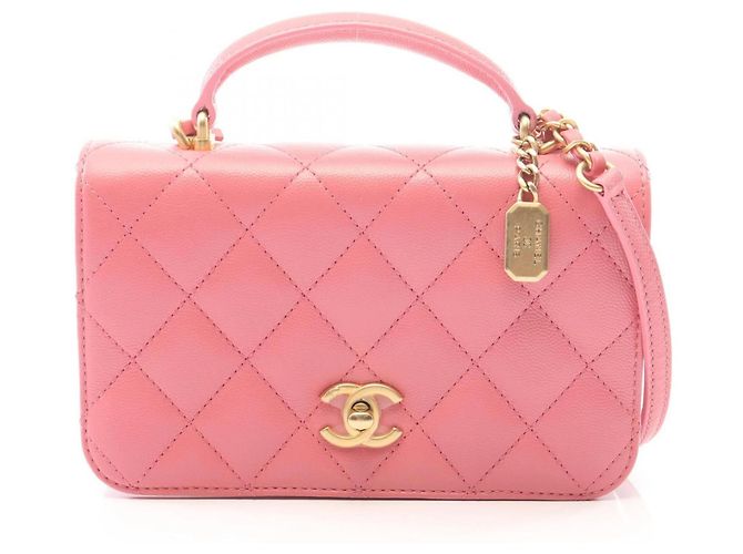 Borsa Chanel Matelassé Top Handle 2-Way Shoulder Bag Rosa