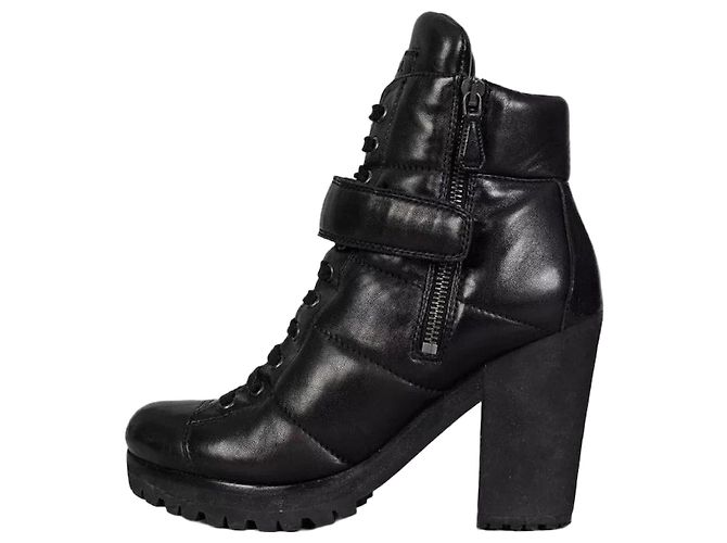 Autre Marque Prada Sport Black Leather Ankle Boots Size 37.5 pre-owned