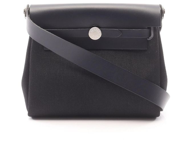 Bolsa de ombro Hermès Herbag Zip Mini Preto Azul Azul marinho
